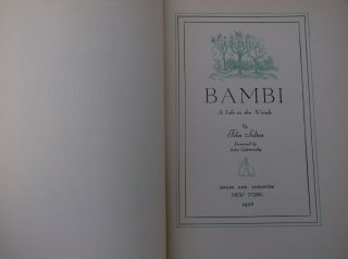 Bambi A Life In The Woods Book Felix Salten First Printing In America July 1928 3