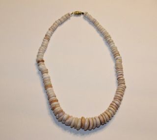 Vintage 16 " Puka Shell Necklace Large Shells Graduated Authentic Surfer Beach