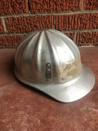 Vintage Aluminum Hard Hat Stamped Us Government - Superlite Fibre - Metal