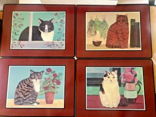 Vintage Set Of Pimpernel Cats Acrylic Cork Placemats England
