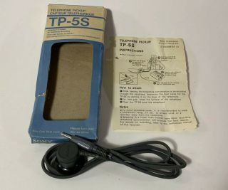 Vintage Sony Tp - 5s Telephone Pickup Microphone With Box Instructions