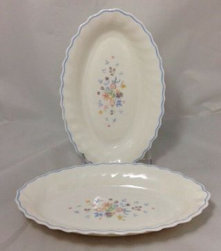 Vintage Arcopal France Diana Set 2 Oval Relish Tray Dish Platter Plate