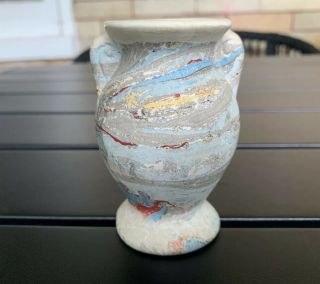 Vintage Miniature Morton Pottery Swirl Paint Sample Bud Vase 3.  5”