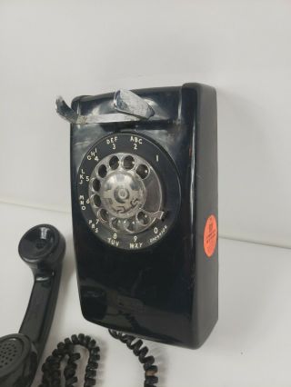 Vintage WESTERN ELECTRIC Black Rotary Dial Wall Mount Phone.  Fast. 4