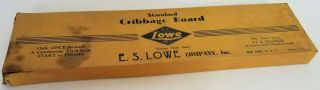 Vintage C S Lowe 1942 Wood Standard Cribbage Board Usa W/6 Pegs