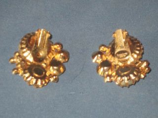 Vintage ALICE CAVINESS Gold - Tone Metal Rhinestone F/Pearl Earrings FOR REPAIR 3