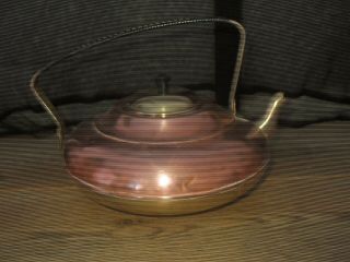 VINTAGE RETRO COPPER BRASS STOVE TOP KETTLE SWING HANDLE TIN LINED 2LT STAMPED 2