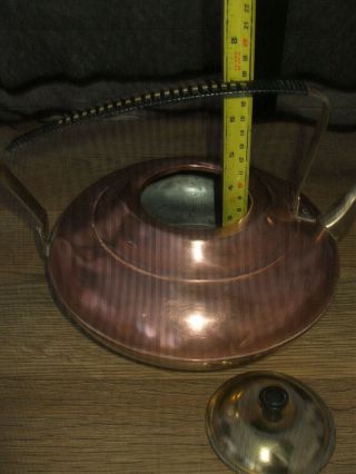 VINTAGE RETRO COPPER BRASS STOVE TOP KETTLE SWING HANDLE TIN LINED 2LT STAMPED 4