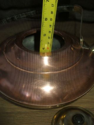 VINTAGE RETRO COPPER BRASS STOVE TOP KETTLE SWING HANDLE TIN LINED 2LT STAMPED 5