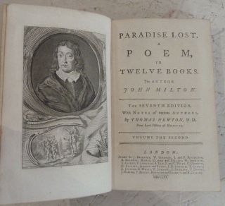 Antiquarian Leather Book 1770 Paradise Lost John Milton Volume Ii Only Engraving
