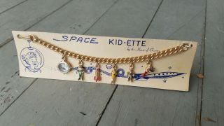 Vintage Space Kid Ette Space Charm Bracelet By The House Of Charms - On Card