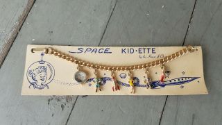 VINTAGE Space Kid Ette Space Charm Bracelet by the House of Charms - On Card 2
