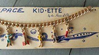 VINTAGE Space Kid Ette Space Charm Bracelet by the House of Charms - On Card 4