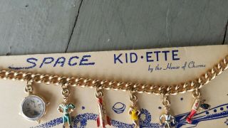VINTAGE Space Kid Ette Space Charm Bracelet by the House of Charms - On Card 5