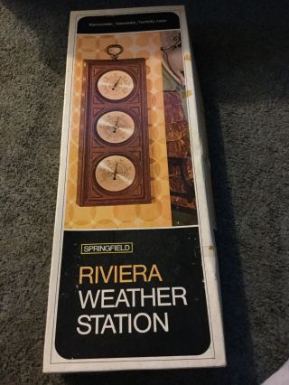 Vintage Springfield Wooden Weather Station Usa
