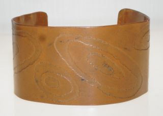 Vintage Embossed Copper Cuff Bracelet Men 
