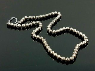 Vintage Sterling Silver Navajo Pearl Bead Necklace 19.  7 Grams 19 "