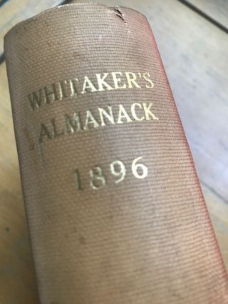 1896 Rare Antique Whitakers Almanack History Book Old Libary Astronomy