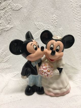 Mickey And Minnie Vintage Wedding (bride And Groom) Ceramic Figurine Cake Topper