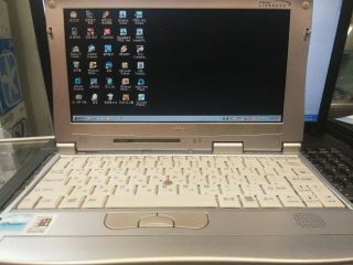 Vintage Fujitsu Mini Laptop Model P - 100 - Cr533 Windows Me Edition And Charger