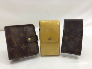 Auth Louis Vuitton Monogram Bifold Wallet Cigarette Case 3 Set Vintage 9b080830y