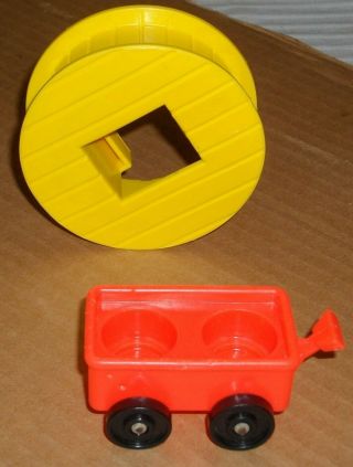 Vintage Fisher Price Sesame Street Clubhouse Playset Cable Drum & Wagon