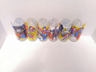 Set Of 6 Vintage 1978 Superman The Move Pepsi Tie - In Glasses Dc Comics Fast Ship