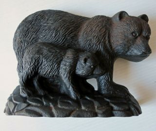 Vintage Cast Iron Mother BLACK BEAR AND CUB Doorstop/Bookend 5