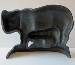 Vintage Cast Iron Mother BLACK BEAR AND CUB Doorstop/Bookend 8