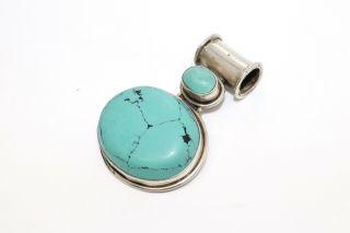 A Stunning Large Vintage Sterling Silver 925 Turquoise Pendant 13021
