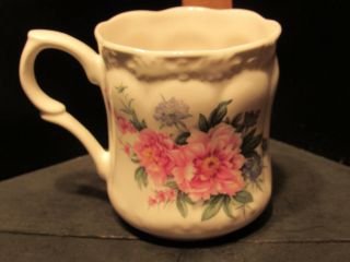 Vintage Allyn Nelson Pink/lavender Floral Motiff Tea/coffee Cup Made In England