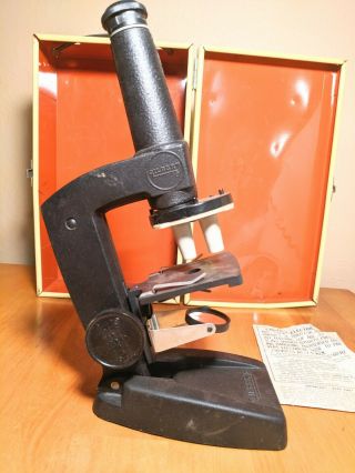Vintage Gilbert Microscope Set - Metal Cabinet Box