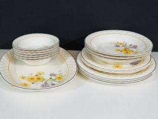 Vtg Taylor Smith Taylor Fine China Dinnerware 14 Pc Set Platter Plates Bowls