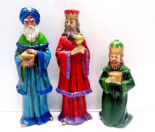 3 Vintage Japan Christmas Ceramic Decorations Wise Men Kings
