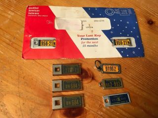 8 Vtg Pa Disabled American Veterans Mini License Plate Key Chains - 2 In Mailer