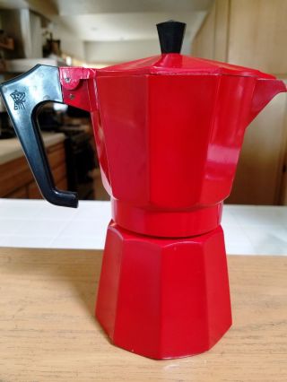Vintage Bialetti Espresso Stovetop Aluminum Coffee Maker Red 2 - Cups,  12 Oz/cup