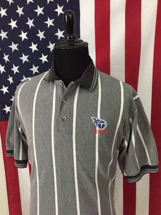 Vtg 90s Tennessee Titans Striped Polo Shirt Men 