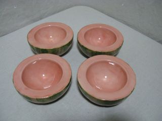 Vintage Set Cantaloupe Bowls - Melons - Mid Century - Hand Painted - Makers Mark
