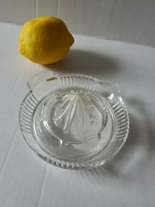 Vintage Hand Juicer 8 " Reamer Heavy Clear Glass Orange Lemon Limes