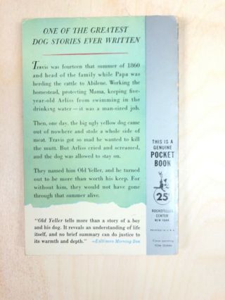 Old Yeller Fred Gipson 1958 Pocket Books Vintage Paperback 4