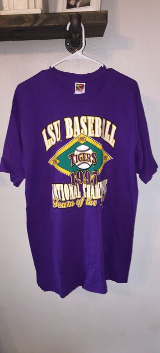 Vintage 1997 Lsu Baseball National Championship T - Shirt,  Team Of The 90s