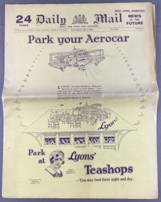 1928 Daily Mail Ideal Home Exhibition News Of The Future Year 2000 Aerocar