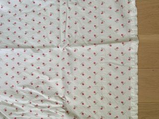 Vintage 1999 Laura Ashley Pink Lavender Roses Fabric Bed Sheet Full Size Flat 3