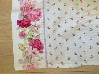 Vintage 1999 Laura Ashley Pink Lavender Roses Fabric Bed Sheet Full Size Flat 4