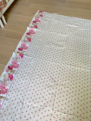 Vintage 1999 Laura Ashley Pink Lavender Roses Fabric Bed Sheet Full Size Flat 5