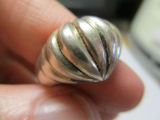 Sterling Silver 925 Estate Vintage Ridged Dome Puffy Face Band Ring Size 6.  5
