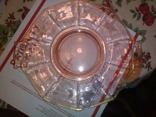 Vintage Pink Depression Glass Serving Dish With Handles