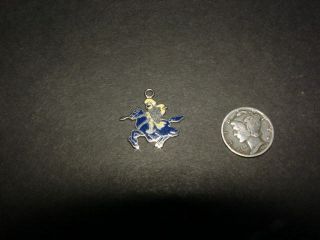 Vintage KINNEY Sterling silver - enamel KNIGHT ON HORSE charm - joust charger 2
