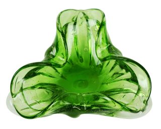 Vintage Murano Italian Italy Art Glass Green Ashtray Bowl Dish Display