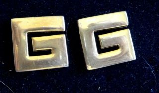 Givenchy Vintage Earrings Haute Couture Big Gold G Logos